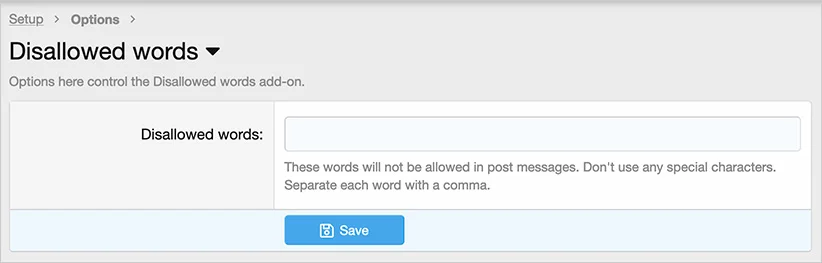 Disallowed words