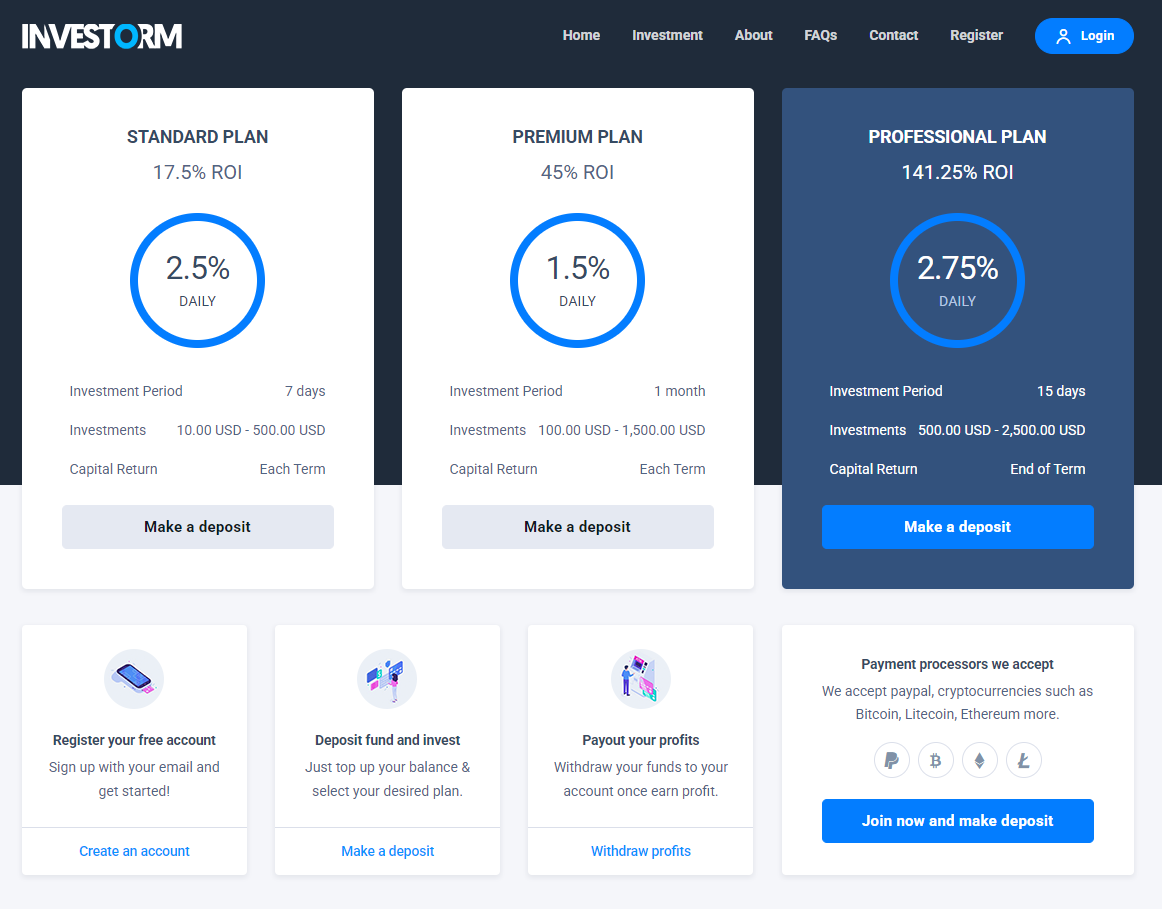 Investorm  – Advanced HYIP Investment Management Platform