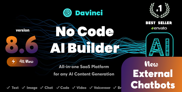 Davinci AI  - OpenAI Content, Text, Image, Voice, Chat, Code, Transcript, and Video Generator as