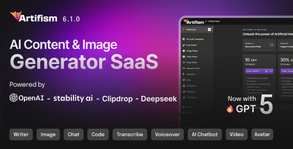 Artifism  - AI Content & Image Generator SaaS