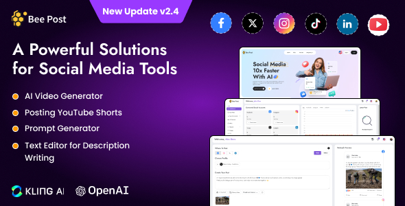 BeePost  - AI Social Media Management & Content Creation SaaS with Subscription System