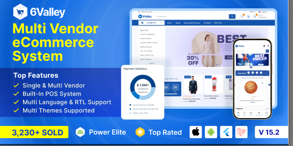 6valley  - Multi-Vendor E-commerce - Complete eCommerce Mobile App, Web, Seller and Admin Panel
