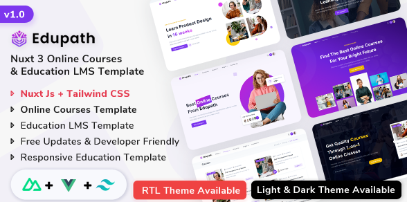 Edupath - Nuxt Js Online Courses & Education LMS Template