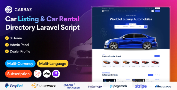 Carbaz  - Car listing & Car Rental Directory Laravel Script