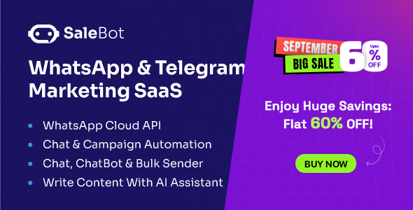 SaleBot  - WhatsApp And Telegram Marketing SaaS - ChatBot & Bulk Sender